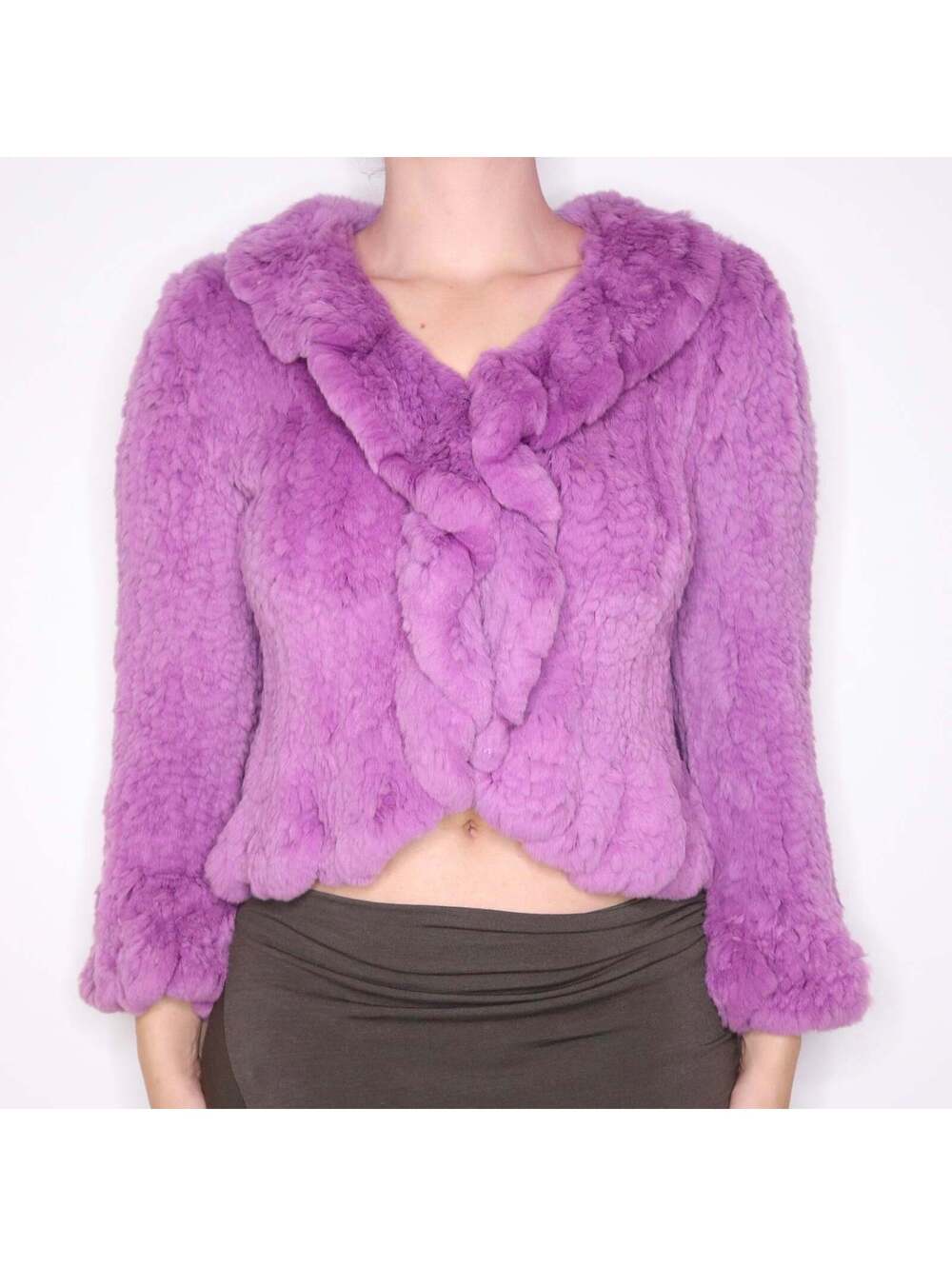 Y2K Purple Genuine Fur Coat (S)